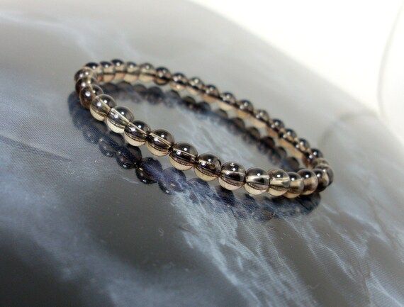 Smoky Quartz 6mm Bracelet, Natural Gemstone Bracelet,  Women Men Bracelet, Stretch Beaded Bracelet +gift Bag