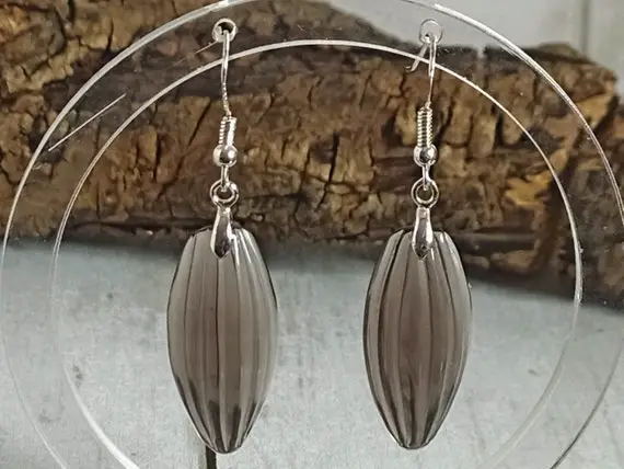 Crystal Earrings, Smokey Quartz Long Dangle Drop Earrings, Statement Earrings, 925 Silver Earrings