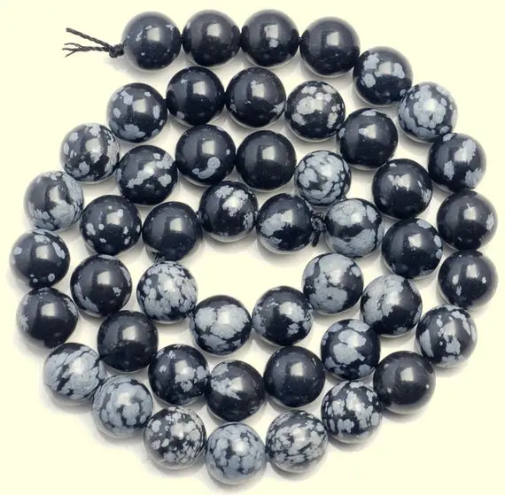 10 Strands 10mm Cristobalite Snowflake Obsidian Gemstone Round Loose Beads 15 Inch Full Strand (80005890-m31 X10)