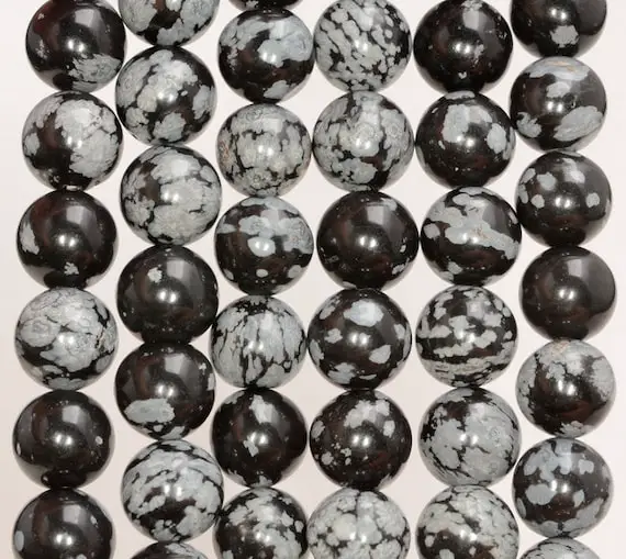 6mm Cristobalite Snowflake Obsidian Gemstone Black White Round Loose Beads 15.5 Inch Full Strand (90184151-355)