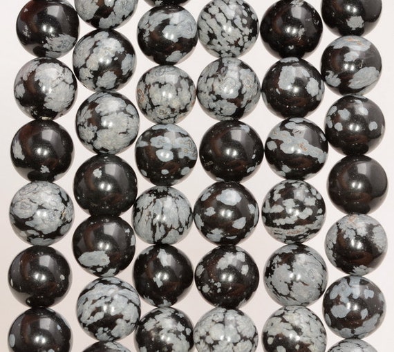 8mm Cristobalite Snowflake Obsidian Gemstone Round 8mm Loose Beads 15.5 Inch Full Strand (90114583-243)