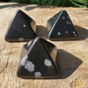 Snowflake Obsidian Stone Pyramids, Black Obsidian Purification Stone,  Root and Third Eye Chakra Stone, Past Life Meditation Stone | Natural genuine stones & crystals in various shapes & sizes. Buy raw cut, tumbled, or polished gemstones for making jewelry or crystal healing energy vibration raising reiki stones. #crystals #gemstones #crystalhealing #crystalsandgemstones #energyhealing #affiliate #ad