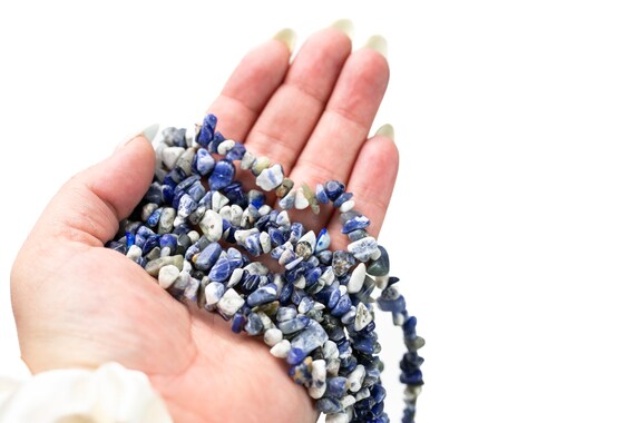 30" Natural Blue Sodalite Crystal Chip Beads 6mm - 8mm - Double Length Strand Gemstone Beads