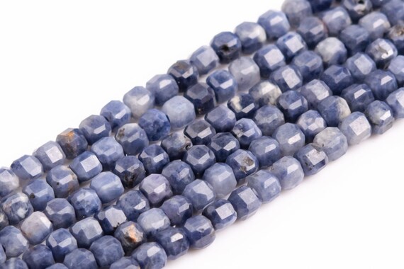 Genuine Natural Blue Sodalite Loose Beads Beveled Edge Faceted Cube Shape 2mm