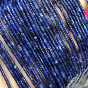 Shop Sodalite Bead Shapes! 2x4mm A Sodalite Tube Beads, Natural Gemstone Beads, Spacer Stone Beads 15'' | Natural genuine other-shape Sodalite beads for beading and jewelry making.  #jewelry #beads #beadedjewelry #diyjewelry #jewelrymaking #beadstore #beading #affiliate #ad