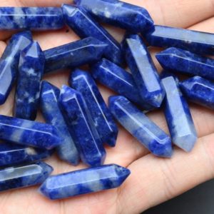 Shop Sodalite Pendants! Natural Sodalite Double Terminated Point Beads,For DIY/Jewelry Making Beads,No Hole Pendants,Double Point Beads,Meditation Point Beads. | Natural genuine Sodalite pendants. Buy crystal jewelry, handmade handcrafted artisan jewelry for women.  Unique handmade gift ideas. #jewelry #beadedpendants #beadedjewelry #gift #shopping #handmadejewelry #fashion #style #product #pendants #affiliate #ad