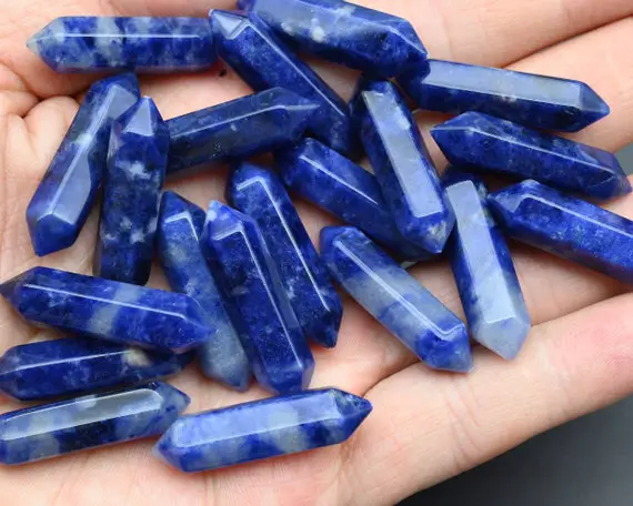 Natural Sodalite Double Terminated Point Beads,for Diy/jewelry Making Beads,no Hole Pendants,double Point Beads,meditation Point Beads.
