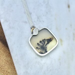 Sterling Silver & 14k Gold Dendritic Agate Necklace – Ghosts in the Wilderness fall collection | Natural genuine Dendritic Agate necklaces. Buy crystal jewelry, handmade handcrafted artisan jewelry for women.  Unique handmade gift ideas. #jewelry #beadednecklaces #beadedjewelry #gift #shopping #handmadejewelry #fashion #style #product #necklaces #affiliate #ad