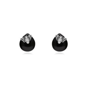 Shop Jet Earrings! Sterling Silver Whitby Jet Bee Stud Earrings | Natural genuine Jet earrings. Buy crystal jewelry, handmade handcrafted artisan jewelry for women.  Unique handmade gift ideas. #jewelry #beadedearrings #beadedjewelry #gift #shopping #handmadejewelry #fashion #style #product #earrings #affiliate #ad