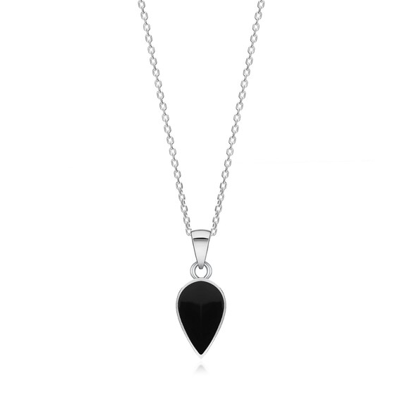 Sterling Silver Whitby Jet Pear Drop Pendant