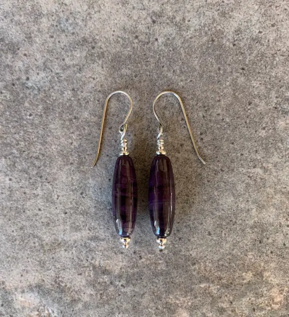 Purpurite Earrings-sterling Silver-handmade-women’s-violet-purple-crown Chakra-third Eye-protective-spiritual-violet Flame
