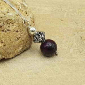 Small minimalist rare Sugilite sphere pendant necklace. Reiki jewelry uk. 10mm stone. Bali silver necklaces for women | Natural genuine Sugilite pendants. Buy crystal jewelry, handmade handcrafted artisan jewelry for women.  Unique handmade gift ideas. #jewelry #beadedpendants #beadedjewelry #gift #shopping #handmadejewelry #fashion #style #product #pendants #affiliate #ad