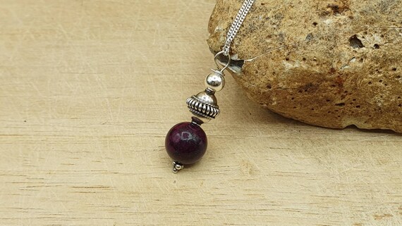 Small Sugilite Pendant Necklace. Reiki Jewelry Uk. 10mm Stone. Bali Silver Necklaces For Women. Empowered Crystals