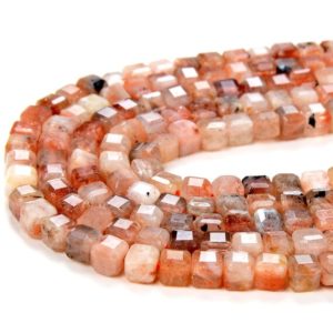 Shop Sunstone Beads! 4MM Natural Sunstone Gemstone Grade AA Micro Faceted Diamond Cut Cube Loose Beads (P40) | Natural genuine beads Sunstone beads for beading and jewelry making.  #jewelry #beads #beadedjewelry #diyjewelry #jewelrymaking #beadstore #beading #affiliate #ad