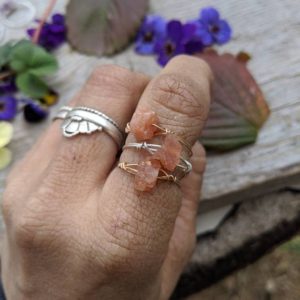 Shop Sunstone Rings! Large Sunstone Crystal ring- made to order raw all natural free shipping! Sunstone ring | Natural genuine Sunstone rings, simple unique handcrafted gemstone rings. #rings #jewelry #shopping #gift #handmade #fashion #style #affiliate #ad