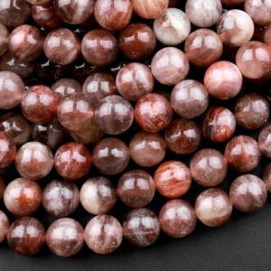 Rare Natural Chocolate Sunstone Round Beads 4mm 6mm 8mm 10mm 12mm 14mm 16mm Feldspar Golden Glitters Smoky Red Gemstone 15.5" Strand | Natural genuine round Gemstone beads for beading and jewelry making.  #jewelry #beads #beadedjewelry #diyjewelry #jewelrymaking #beadstore #beading #affiliate #ad
