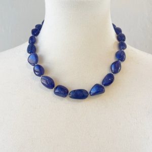 Shop Tanzanite Necklaces! Tanzanite Tumbled Nugget 425 Carat Beaded Necklace with Interlocking Clasp  –  One of a Kind December Birthstone Top Quality | Natural genuine Tanzanite necklaces. Buy crystal jewelry, handmade handcrafted artisan jewelry for women.  Unique handmade gift ideas. #jewelry #beadednecklaces #beadedjewelry #gift #shopping #handmadejewelry #fashion #style #product #necklaces #affiliate #ad