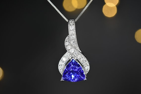 Heirloom Aaaa Tanzanite Necklace, 3ct Natural Tanzanite Pendant, Luxury Gift For Wife, Anniversary Gift For Her, Rare Tanzanite Gold Pendant