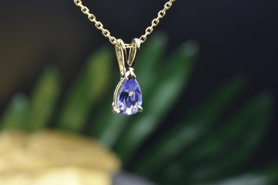 Natural Tanzanite Pendant In 14kt Solid Gold, Ready To Ship, December Birthstone, Tanzanite Necklace, Dainty Tanzanite Pendant, Gift For Her