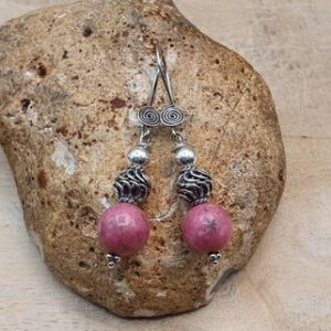 Rare Thulite Earrings. Reiki Jewelry Uk. Minimalist Bali Silver Rozalite Dangle Drop Earrings. 10mm Stone. Gift For Her Rare Thulite Earrings. Reiki Jewelry Uk. Minimalist Bali Silver Rozalite Dangle Drop Earrings. 10mm Stone. Gift For Her