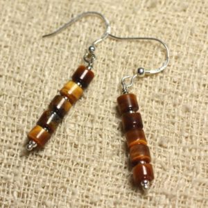 Shop Tiger Eye Earrings! Boucles oreilles Argent 925 – Oeil de Tigre Rondelles 5x4mm | Natural genuine Tiger Eye earrings. Buy crystal jewelry, handmade handcrafted artisan jewelry for women.  Unique handmade gift ideas. #jewelry #beadedearrings #beadedjewelry #gift #shopping #handmadejewelry #fashion #style #product #earrings #affiliate #ad