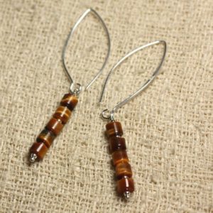 Shop Tiger Eye Earrings! Boucles oreilles Argent 925 Crochets 40mm – Oeil de Tigre Rondelles 5x4mm | Natural genuine Tiger Eye earrings. Buy crystal jewelry, handmade handcrafted artisan jewelry for women.  Unique handmade gift ideas. #jewelry #beadedearrings #beadedjewelry #gift #shopping #handmadejewelry #fashion #style #product #earrings #affiliate #ad
