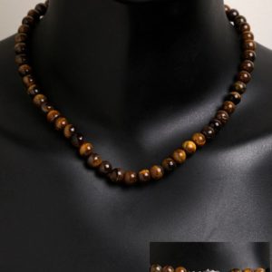 Shop Tiger Eye Necklaces! African Tiger's Eye Necklace, Round Gemstone Necklace, Matte Finish Beaded Necklace, Rosary Beads Necklace, Delicate Tiger's Eye Necklace | Natural genuine Tiger Eye necklaces. Buy crystal jewelry, handmade handcrafted artisan jewelry for women.  Unique handmade gift ideas. #jewelry #beadednecklaces #beadedjewelry #gift #shopping #handmadejewelry #fashion #style #product #necklaces #affiliate #ad