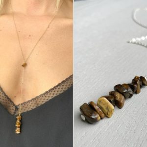 Shop Tiger Eye Necklaces! Tiger Eye Necklace Y Shape, Tigers Eye Jewelry, Cats Eye Necklace, Minimalist Necklace Gold Tigers Eye Necklace, Silver Tigers Eye Necklace | Natural genuine Tiger Eye necklaces. Buy crystal jewelry, handmade handcrafted artisan jewelry for women.  Unique handmade gift ideas. #jewelry #beadednecklaces #beadedjewelry #gift #shopping #handmadejewelry #fashion #style #product #necklaces #affiliate #ad