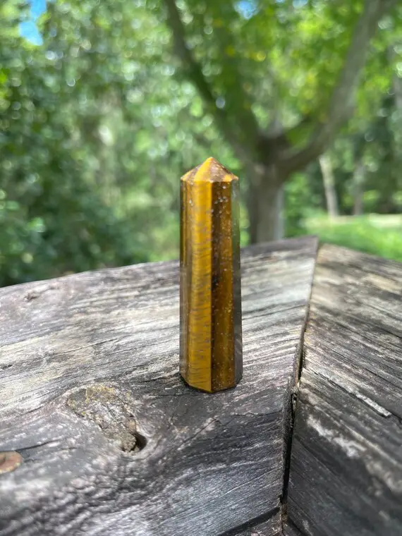 Tiger's Eye Crystal Point - Reiki Charged - Creative Energy - Good-luck - Mental Clarity - Release Fear & Anxiety - Mood Balancer - Obelisk