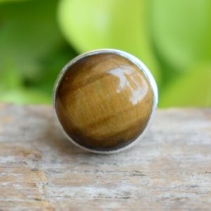 Shop Tiger Eye Rings! Tigers Eye gemstone ring, Statement Ring, 925 Sterling Silver Ring, Gifts for her, Birthstone Jewelry, Handmade Ring #B726 | Natural genuine Tiger Eye rings, simple unique handcrafted gemstone rings. #rings #jewelry #shopping #gift #handmade #fashion #style #affiliate #ad