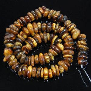 Shop Tiger Eye Rondelle Beads! semiprecious Natural Yellow Tiger Eye Freeform Rondelle Disk Beads, Spacer Stone beads,  Jewelry beads 3-5×8-13mm, 15'' strand | Natural genuine rondelle Tiger Eye beads for beading and jewelry making.  #jewelry #beads #beadedjewelry #diyjewelry #jewelrymaking #beadstore #beading #affiliate #ad