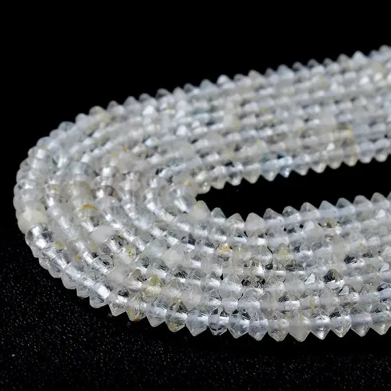 4x2mm Natural White Topaz Gemstone Grade Aaa Bicone Faceted Rondelle Saucer Loose Beads 15.5 Inch Full Strand (80009455-p34)
