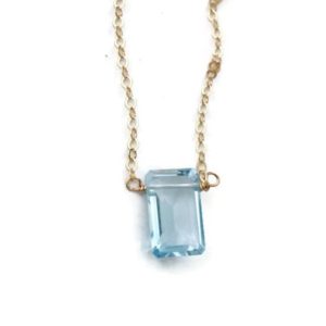 Shop Topaz Necklaces! Topaz Necklace Rectangle Necklace Blue Topaz Minimalist Necklace Girlfriend Gift Natural Stone Bohemian Necklace December Birthstone | Natural genuine Topaz necklaces. Buy crystal jewelry, handmade handcrafted artisan jewelry for women.  Unique handmade gift ideas. #jewelry #beadednecklaces #beadedjewelry #gift #shopping #handmadejewelry #fashion #style #product #necklaces #affiliate #ad