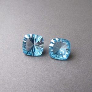 Swiss blue topaz briolettes • 1 pair • 13x13mm Square • Drilled front to back • Use 26ga • Natural genuine gemstone • Sparkling vivid blue | Natural genuine other-shape Topaz beads for beading and jewelry making.  #jewelry #beads #beadedjewelry #diyjewelry #jewelrymaking #beadstore #beading #affiliate #ad