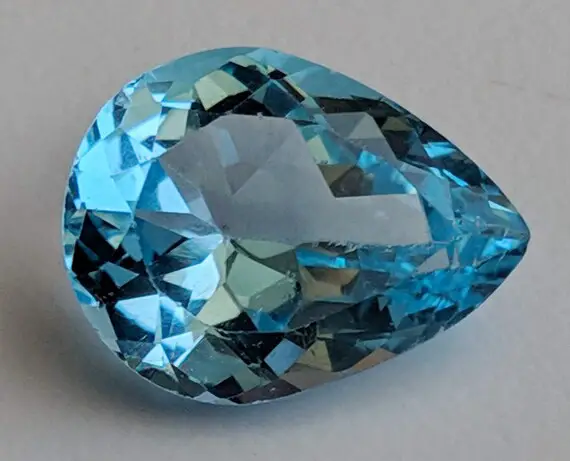 10.3x15.3mm Blue Topaz Pear Cut Stone, Natural Blue Topaz Full Pear Cut Stone,  Loose Blue Topaz Pointed Back Stone, Topaz Ring Size - Pnt19