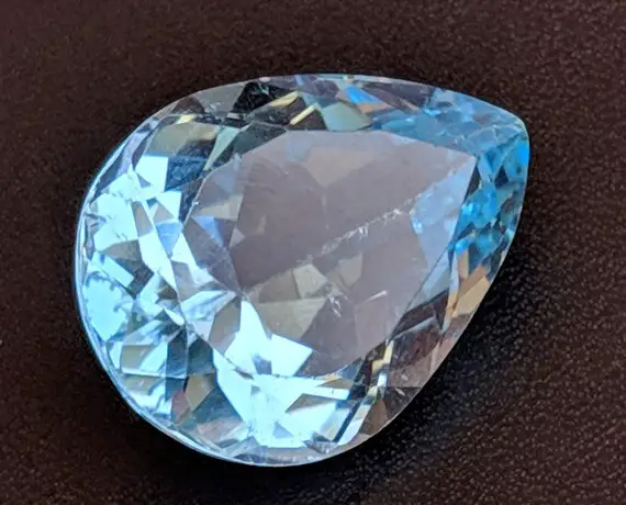 14.9x19.5mm Blue Topaz Pear Cut Stone, Natural Blue Topaz Full Pear Cut Stone,  Loose Blue Topaz Pointed Back Stone, Topaz Ring Size - Pnt23