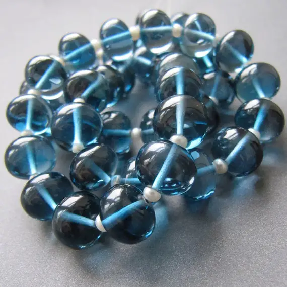 London Blue Topaz Rondelles • 10x8mm • Limited Stock • Aaa+ Smooth Polished • Natural Gemstone • Deep Water Ocean Blue • Personal Favourite