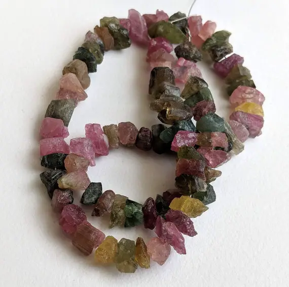 7-10mm Raw Multi Tourmaline Stones, Natural Loose Raw Gemstone, Multi Tourmaline Rough Beads, Tourmaline Nuggets For Jewelry 13 Inch -pdg71