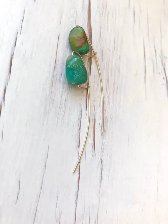 Turquoise Nugget Arc Earring Arizona Natural Turquoise Genuine Turquoise Gemstone Earrings