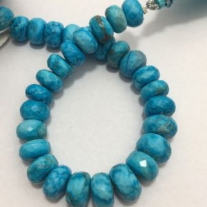 Shop Turquoise Faceted Beads! Natural Turquoise Faceted Rondelle 9.5 to 10.5 mm Gemstone Beads Strand Sale / Semi Precious Beads / Turquoise Beads /Turquoise Rondelle | Natural genuine faceted Turquoise beads for beading and jewelry making.  #jewelry #beads #beadedjewelry #diyjewelry #jewelrymaking #beadstore #beading #affiliate #ad