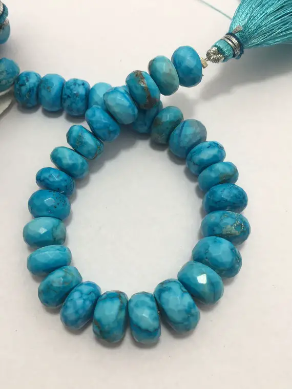 Natural Turquoise Faceted Rondelle 9.5 To 10.5 Mm Gemstone Beads Strand Sale / Semi Precious Beads / Turquoise Beads /turquoise Rondelle