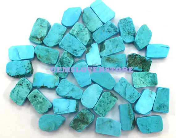 10 Pieces Sky Blue Stone Rough Size 16-18 Mm Turquoise Raw Jewelry Turquoise Rough Undrilled Raw Stone Genuine Blue Turquoise Wholesale Raw