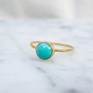 Shop Turquoise Rings! 6mm turquoise 14K gold-fill ring. gemstone stacking rings. sleeping beauty turquoise teal mint green gold ring | Natural genuine Turquoise rings, simple unique handcrafted gemstone rings. #rings #jewelry #shopping #gift #handmade #fashion #style #affiliate #ad