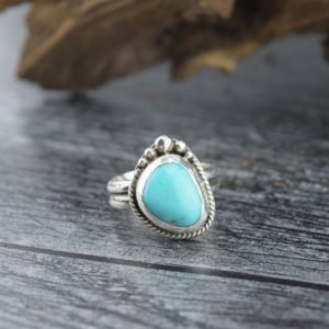 Shop Turquoise Rings! Handcrafted Sterling Silver Campitos Turquoise Ring – Size 6.75 | Natural genuine Turquoise rings, simple unique handcrafted gemstone rings. #rings #jewelry #shopping #gift #handmade #fashion #style #affiliate #ad