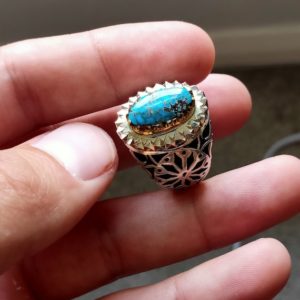 Shop Turquoise Rings! Persian Turquoise Ring Size 10 1/2, Sterling Silver Turquoise ring | Natural genuine Turquoise rings, simple unique handcrafted gemstone rings. #rings #jewelry #shopping #gift #handmade #fashion #style #affiliate #ad
