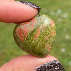 Shop Unakite Shapes! 25mm Unakite Heart, Unakite, Puffy Heart, Crystal Hearts, Palm, Pocket, Feldspar, Granite, Carry Along Heart | Natural genuine stones & crystals in various shapes & sizes. Buy raw cut, tumbled, or polished gemstones for making jewelry or crystal healing energy vibration raising reiki stones. #crystals #gemstones #crystalhealing #crystalsandgemstones #energyhealing #affiliate #ad