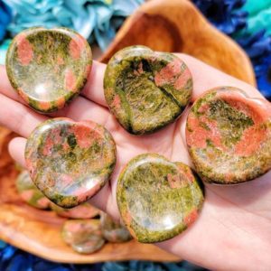 Shop Unakite Stones & Crystals! Unakite Heart Worry Stone – Heart Chakra – No. 357 | Natural genuine stones & crystals in various shapes & sizes. Buy raw cut, tumbled, or polished gemstones for making jewelry or crystal healing energy vibration raising reiki stones. #crystals #gemstones #crystalhealing #crystalsandgemstones #energyhealing #affiliate #ad