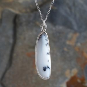 Shop Dendritic Agate Necklaces! Unique Dendritic Agate Necklace in Sterling Silver | Natural genuine Dendritic Agate necklaces. Buy crystal jewelry, handmade handcrafted artisan jewelry for women.  Unique handmade gift ideas. #jewelry #beadednecklaces #beadedjewelry #gift #shopping #handmadejewelry #fashion #style #product #necklaces #affiliate #ad