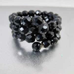 Shop Jet Jewelry! Victorian Whitby Jet Coil Bracelet. Antique Black Jet Triple Wrap Expandable Beaded Bracelet. | Natural genuine Jet jewelry. Buy crystal jewelry, handmade handcrafted artisan jewelry for women.  Unique handmade gift ideas. #jewelry #beadedjewelry #beadedjewelry #gift #shopping #handmadejewelry #fashion #style #product #jewelry #affiliate #ad