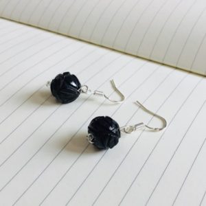 Shop Jet Jewelry! Victorian Earrings | Whitby Jet Earrings | Beautiful Antique Carved Whitby Jet Bead & Sterling Silver Earrings | Natural genuine Jet jewelry. Buy crystal jewelry, handmade handcrafted artisan jewelry for women.  Unique handmade gift ideas. #jewelry #beadedjewelry #beadedjewelry #gift #shopping #handmadejewelry #fashion #style #product #jewelry #affiliate #ad